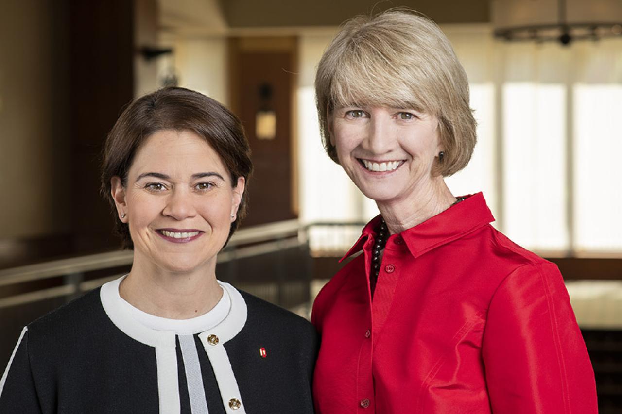 Image of Dr. Kristina M. Johnson, 16th president of The Ohio State University, and her wife, Dr. Veronica Meinhard